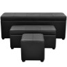 Set de banc de rangement en simili cuir Noir 517138517138