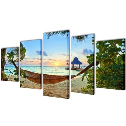 Set de toiles murales imprimées Plage avec hamac 100 x 50 cm 517139517139