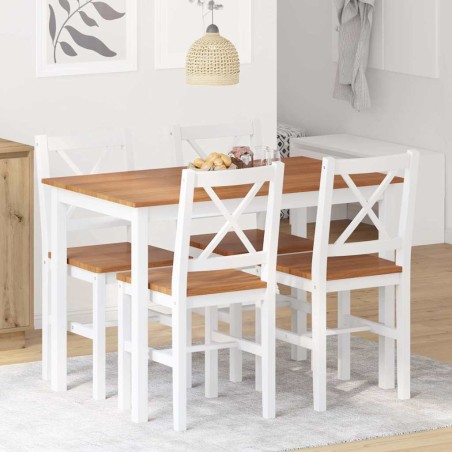 Ensemble de salle à manger 5 pcs Marron et blanc 517158517158