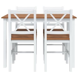 Ensemble de salle à manger 5 pcs Marron et blanc 517158517158