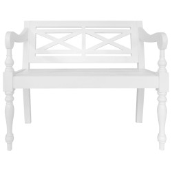 Banc Batavia 98 cm Bois d'acajou massif Blanc 517180517180