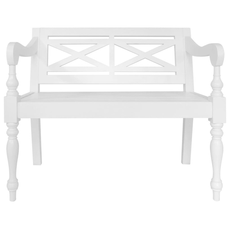 Banc Batavia 98 cm Bois d'acajou massif Blanc 517180517180