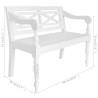 Banc Batavia 98 cm Bois d'acajou massif Blanc 517180517180