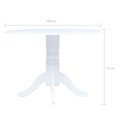 Table à manger Blanc 106 cm Bois d'hévéa massif 517182517182