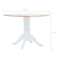 Table à manger Blanc et marron 106 cm Bois d'hévéa massif 517183517183