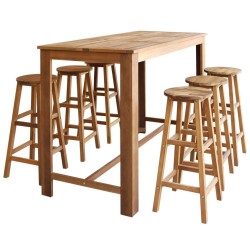 Table et tabourets de bar 7 pcs Bois d'acacia massif 517191517191