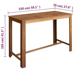Table et tabourets de bar 7 pcs Bois d'acacia massif 517191517191