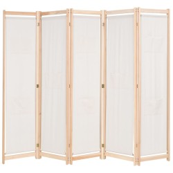 Cloison de séparation 5 panneaux Crème 200 x 170 x 4 cm Tissu  517195517195