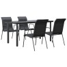Ensemble à manger de jardin 5 pcs noir textilène et acier 517252517252