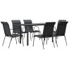 Ensemble à manger de jardin 7 pcs noir textilène et acier 517253517253
