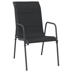 Ensemble à manger de jardin 7 pcs noir textilène et acier 517253517253