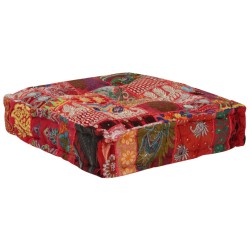 Pouf carré en coton fait à la main 50 x 50 x 12 cm Rouge 517257517257