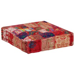 Pouf carré en coton fait à la main 50 x 50 x 12 cm Rouge 517257517257