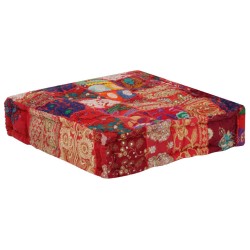 Pouf carré en coton fait à la main 50 x 50 x 12 cm Rouge 517257517257