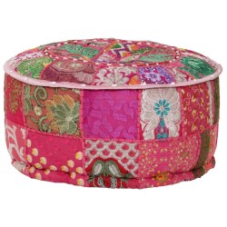 Pouf rond en coton en patchwork fait à la main 40 x 20 cm Rose 517258517258