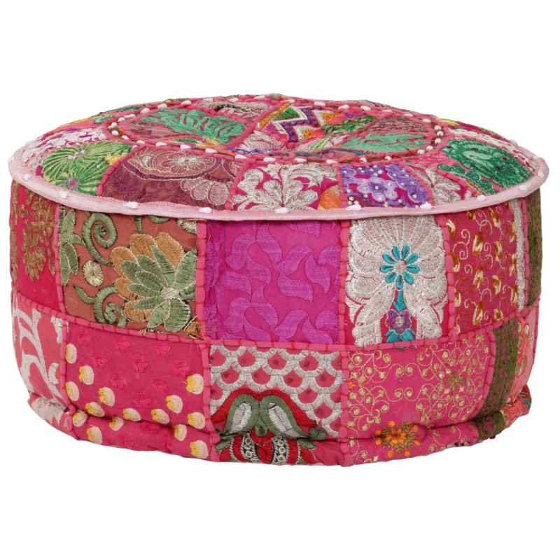 Pouf rond en coton en patchwork fait à la main 40 x 20 cm Rose 517258517258