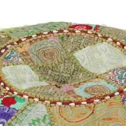 Pouf rond en coton fait à la main 40 x 20 cm Vert 517259517259