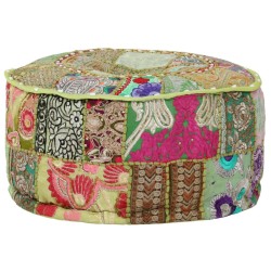 Pouf rond en coton fait à la main 40 x 20 cm Vert 517259517259