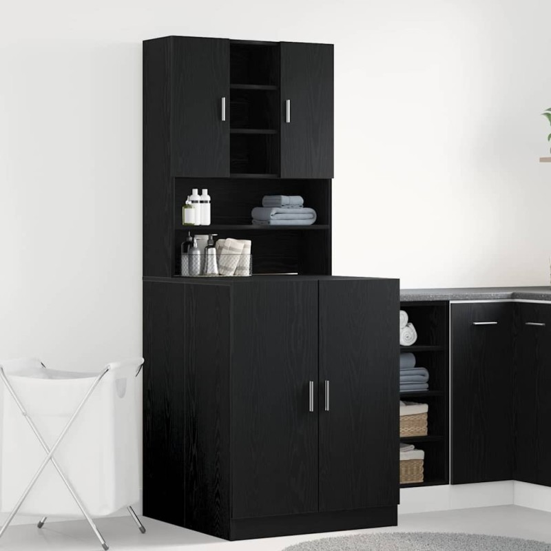 Cabinet pour lave-linge 2 pcs Chêne noir 70,5 x 71,5 x 181,5 cm 517273517273