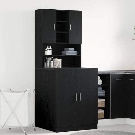 Cabinet pour lave-linge 2 pcs Chêne noir 70,5 x 71,5 x 181,5 cm 517273517273
