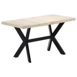 Table à dîner 140 x 70 x 75 cm Bois de manguier massif blanchi  517299517299