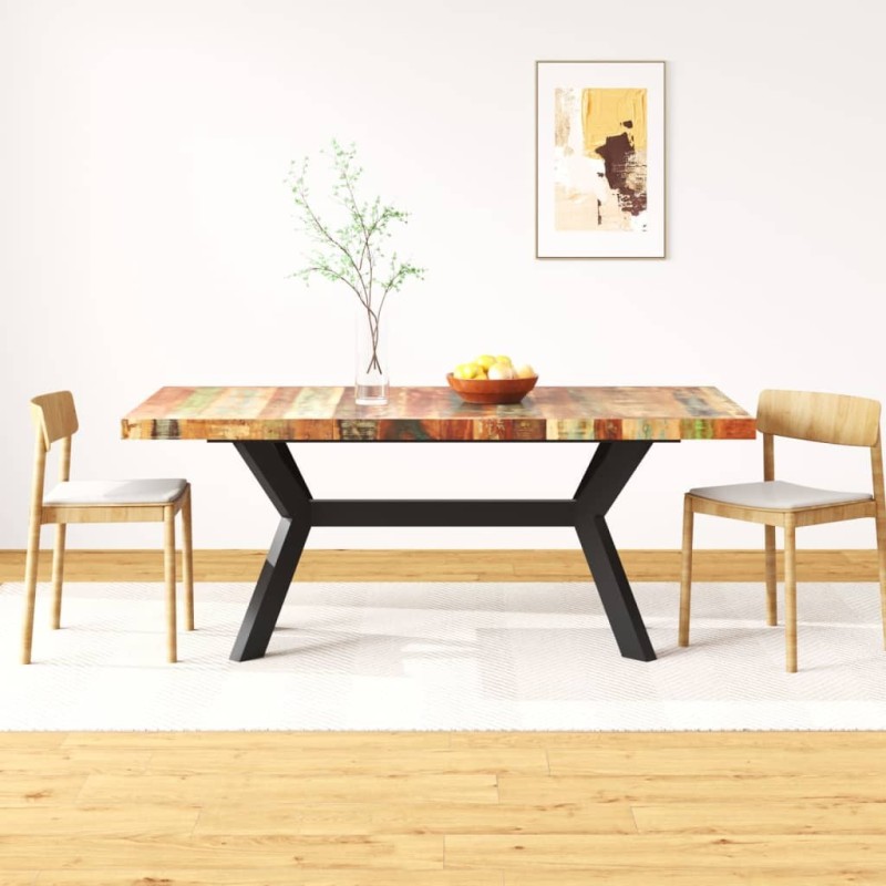 Table à manger Bois récupération massif et croix en acier 180cm 517316517316