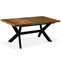 Table à manger Bois récupération massif et croix en acier 180cm 517316517316
