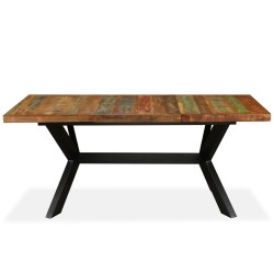Table à manger Bois récupération massif et croix en acier 180cm 517316517316