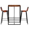 Ensemble de bar 3 pcs Bois massif recyclé et cuir de chèvre 517322517322