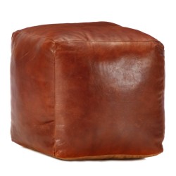 Pouf 40 x 40 x 40 cm Brun roux Cuir véritable de chèvre 517359517359