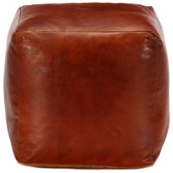 Pouf 40 x 40 x 40 cm Brun roux Cuir véritable de chèvre 517359517359