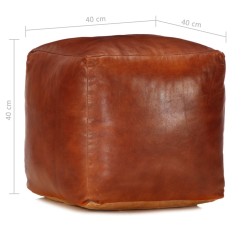 Pouf 40 x 40 x 40 cm Brun roux Cuir véritable de chèvre 517359517359