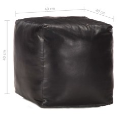 Pouf 40 x 40 x 40 cm Noir Cuir véritable de chèvre 517360517360