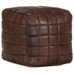 Pouf 40 x 40 x 40 cm Marron foncé Cuir véritable de chèvre 517361517361
