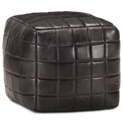 Pouf 40 x 40 x 40 cm Noir Cuir véritable de chèvre 517362517362