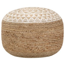 Pouf fait à la main Blanc 45x30 cm Jute  517371517371