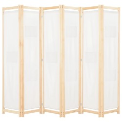 Cloison de séparation 6 panneaux Crème 240 x 170 x 4 cm Tissu   517374517374