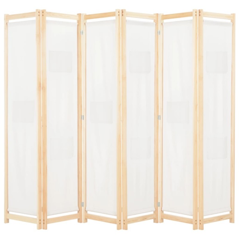 Cloison de séparation 6 panneaux Crème 240 x 170 x 4 cm Tissu   517374517374