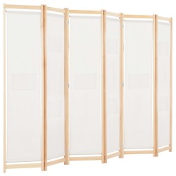Cloison de séparation 6 panneaux Crème 240 x 170 x 4 cm Tissu   517374517374