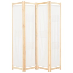 Cloison de séparation 4 panneaux Crème 160x170x4 cm Tissu 517376517376