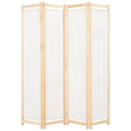 Cloison de séparation 4 panneaux Crème 160x170x4 cm Tissu 517376517376