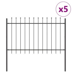 Clôture de jardin 5 pcs Gris 8,5 x 1,2 m Acier revêtu de poudre 517394517394