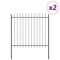 Clôture de jardin 2 pcs Gris 3,4 x 1,5 m Acier revêtu de poudre 517408517408