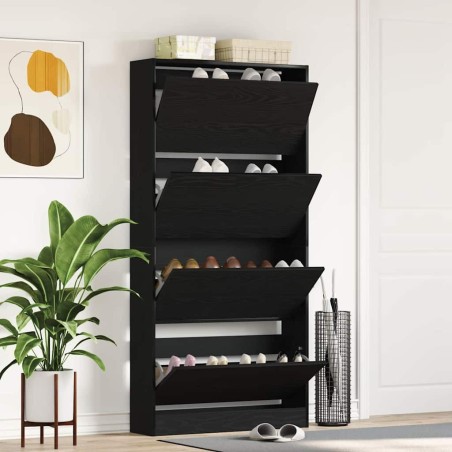 Cabinet à chaussures avec étagère Chêne noir 80 x 21 x 163,5 cm 517424517424