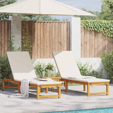 Transat 2 pcs Marron 202 x 53 x 89 cm Bois d'Acacia Massif 517439517439
