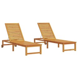 Transat 2 pcs Marron 202 x 53 x 89 cm Bois d'Acacia Massif 517439517439