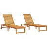 Transat 2 pcs Marron 202 x 53 x 89 cm Bois d'Acacia Massif 517439517439