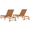 Transat 2 pcs Marron 202 x 53 x 89 cm Bois d'Acacia Massif 517439517439