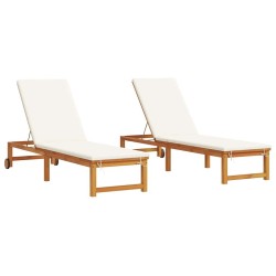 Transat 2 pcs Marron 202 x 53 x 89 cm Bois d'Acacia Massif 517440517440