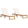 Transat 2 pcs Marron 202 x 53 x 89 cm Bois d'Acacia Massif 517440517440